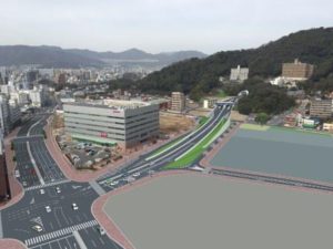 広島駅北口インターチェンジ（仮称）暫定2車線完成予想図